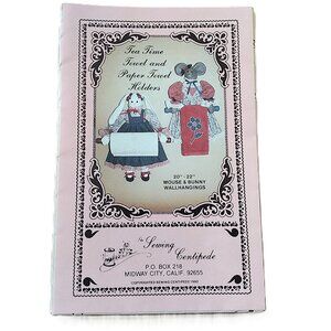 Vintage Mouse and Bunny Towel Holder Sewing Pattern Kitchen Kitsch Wall Decor